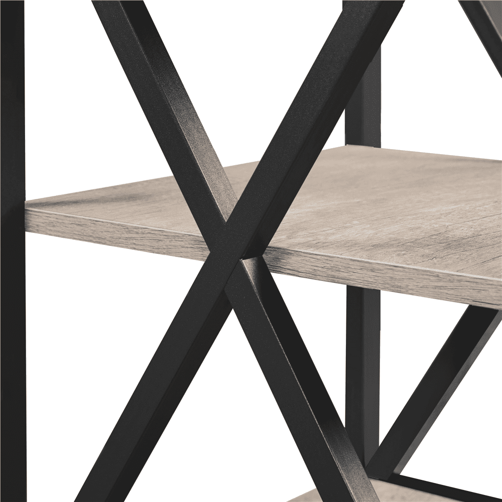 3 Tier X Frame Side Table for Living Room, Gray
