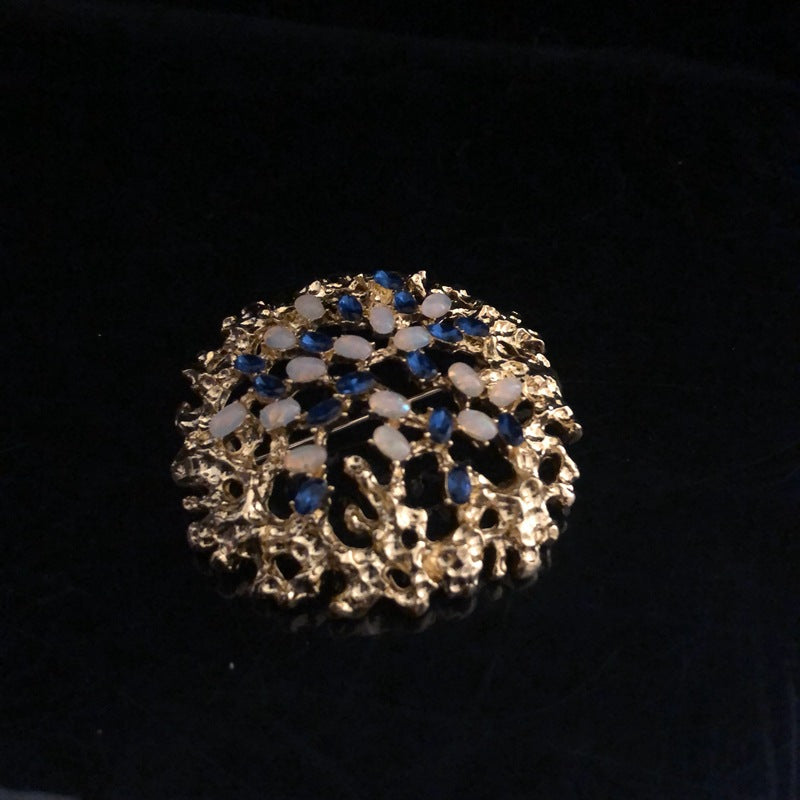 Athens Blue Rhinestone Lava Effect Diamond Brooch VintagevintageBrooches, engraved accessories, vintage pins