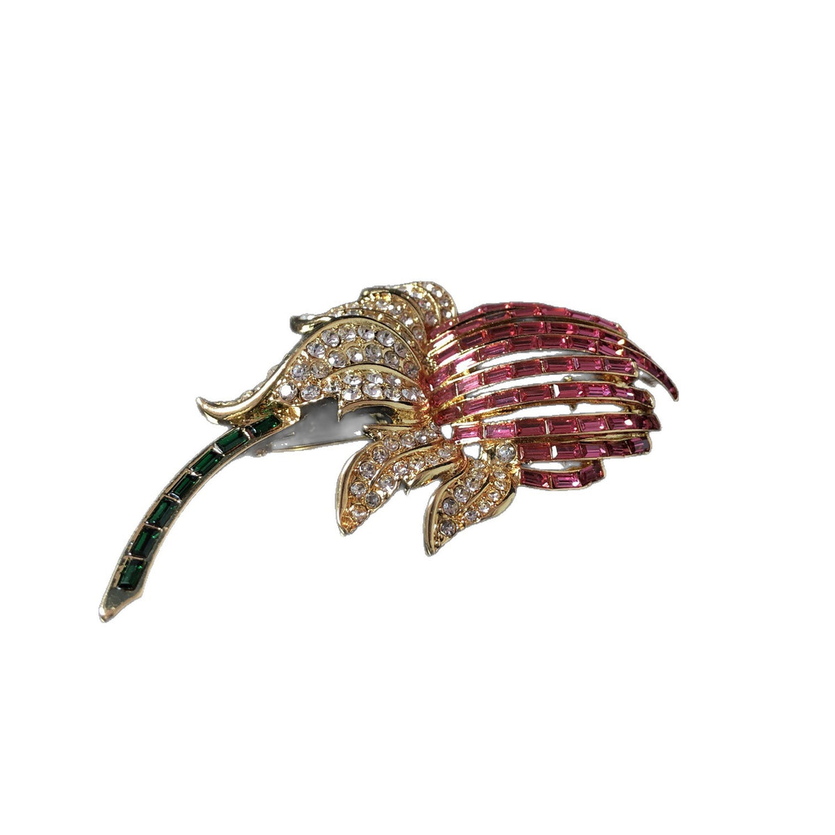 Vintage jewelry set, exquisite and versatile, featuring a floral brooch with diamond accents, earrings, and other accessories, plated with real gold, and featuring a delicate phoenix design