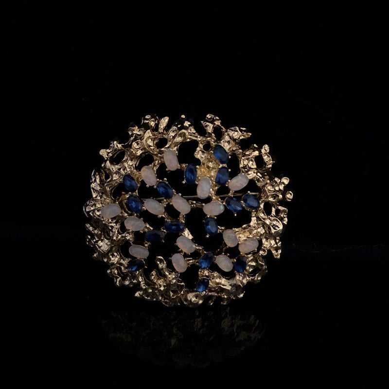 Athens Blue Rhinestone Lava Effect Diamond Brooch VintagevintageBrooches, engraved accessories, vintage pins