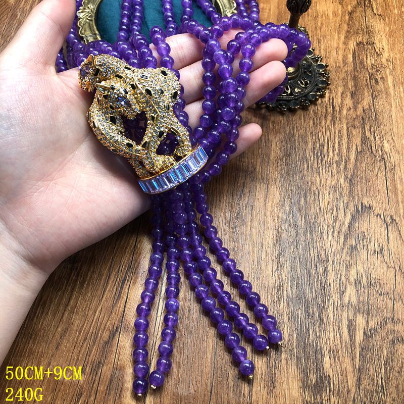 Usedvintage Purple crystal handmade beaded multi-layer design, a vintage, exquisite, and stylish necklace