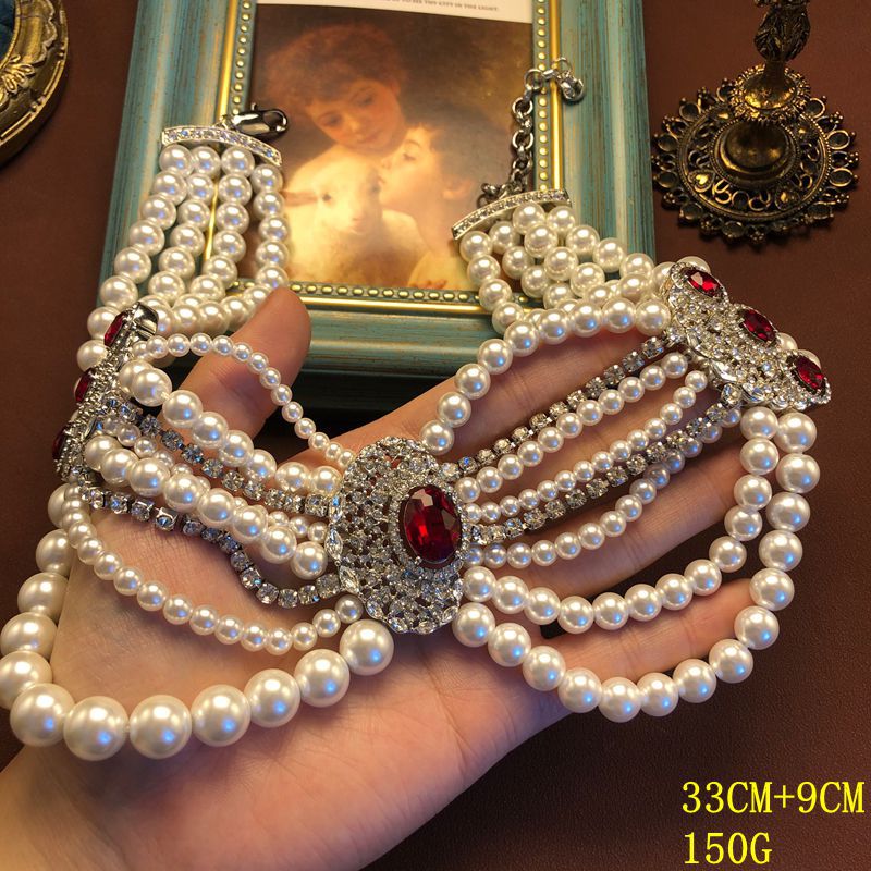 New fashionable retro pearl beaded necklace, multi-layer necklace, bracelet, and earring set – a versatile and exquisite jewelry collection