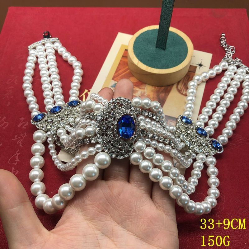 New fashionable retro pearl beaded necklace, multi-layer necklace, bracelet, and earring set – a versatile and exquisite jewelry collection