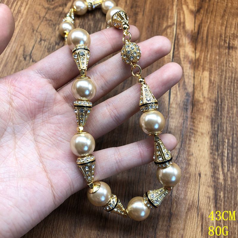 Stylish and versatile beaded necklace with diamond accents, elegant necklace and earring set, vintage-style magnetic clasp necklace