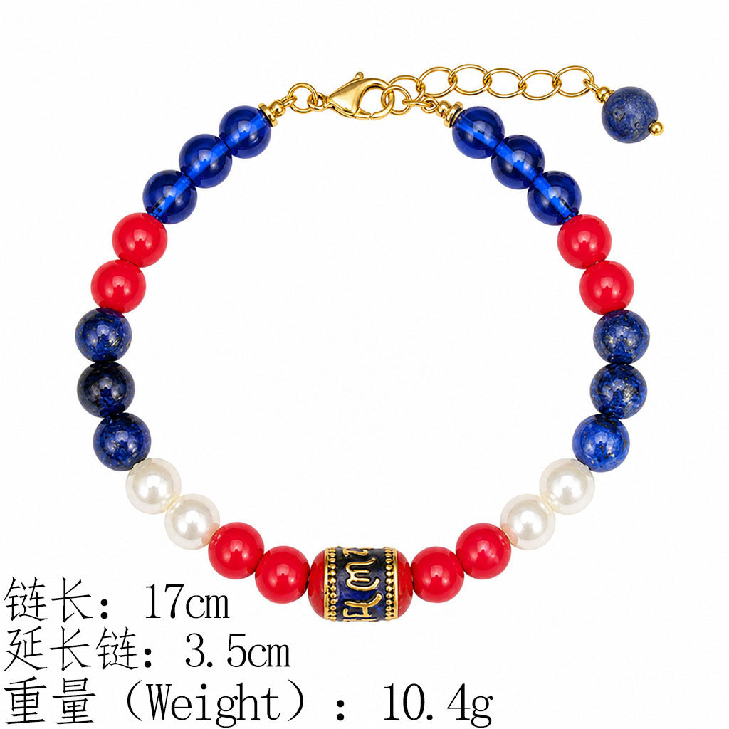 Fashionable color handmade bracelet with natural lapis lazuli, malachite, and red agate gemstones, new style necklace and choker for women