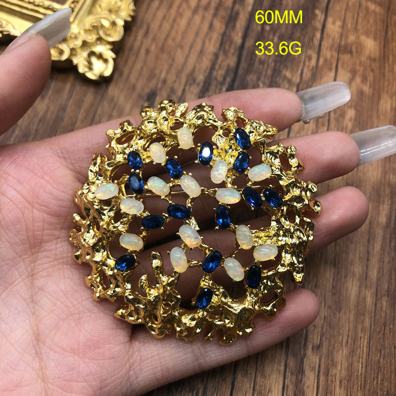Athens Blue Rhinestone Lava Effect Diamond Brooch VintagevintageBrooches, engraved accessories, vintage pins