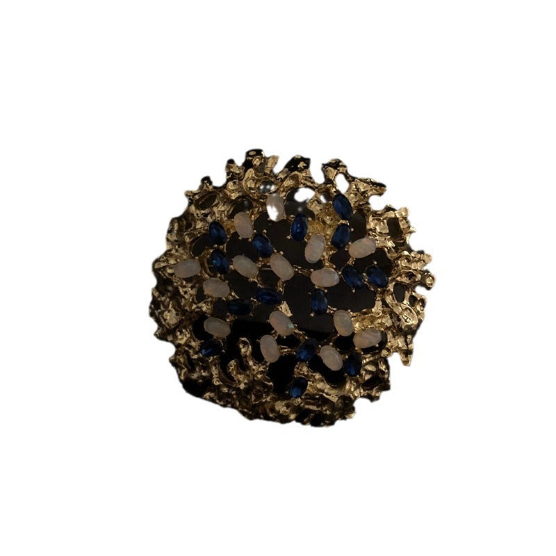 Athens Blue Rhinestone Lava Effect Diamond Brooch VintagevintageBrooches, engraved accessories, vintage pins